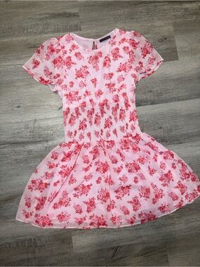 Pink Floral Short Sleeve Dress